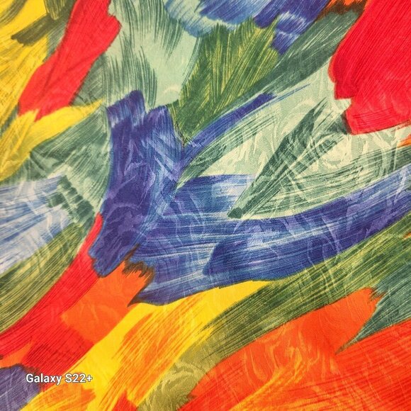 Abstract Multicolor Brushstroke Satin Fabric By Hi-Fashion Fabrics Inc 2.5 yards - Picture 2 of 7